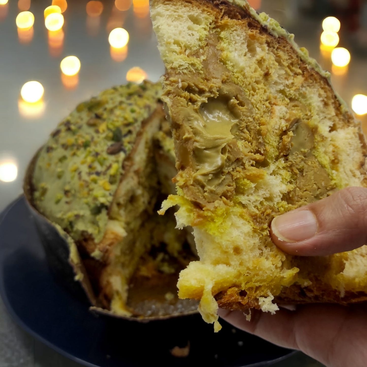 Panettone Pistacchio farcito con crema di Pistacchio da 1.2kg