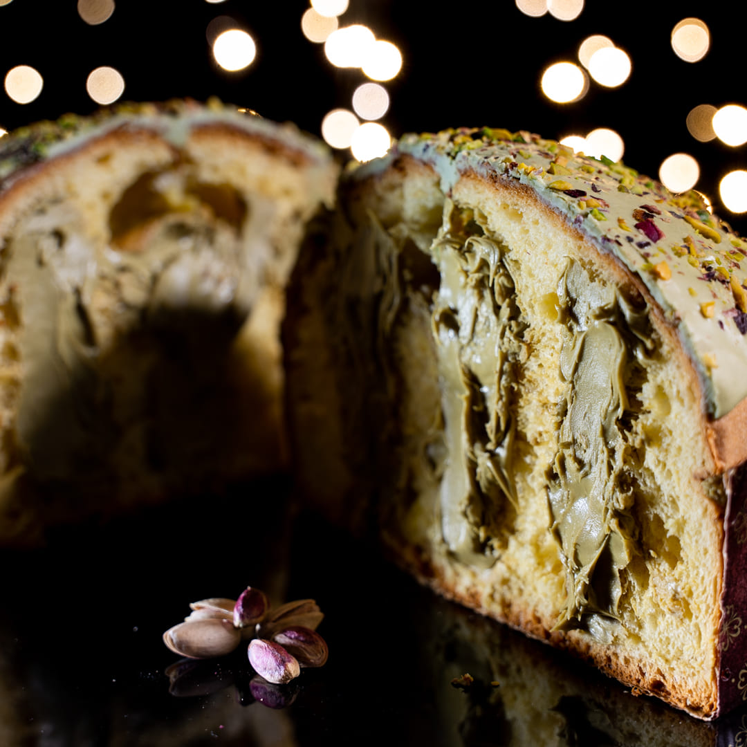Panettone Pistacchio farcito con crema di Pistacchio da 1.2kg